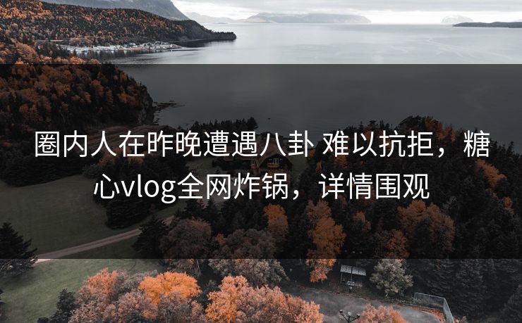 圈内人在昨晚遭遇八卦 难以抗拒，糖心vlog全网炸锅，详情围观